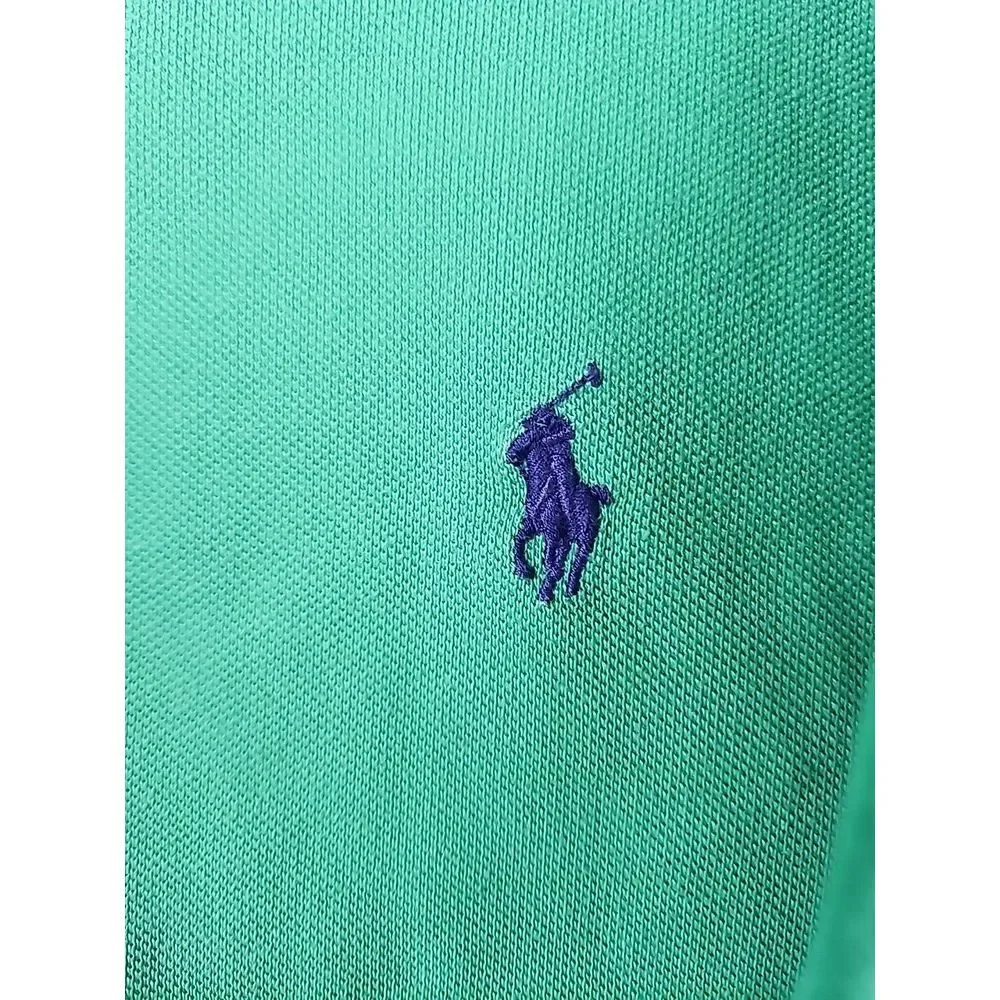 Polo Ralph Lauren Polo Shirt Mens 3xb Green Cotton Ribbed Short Sleeve Pony Golf